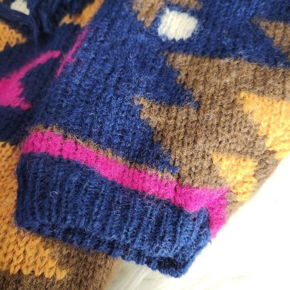 Vintage 90s Oversized Mohair Cardigan Sweater M Fringe Fuzzy Southwestern - Picture 13 of 16